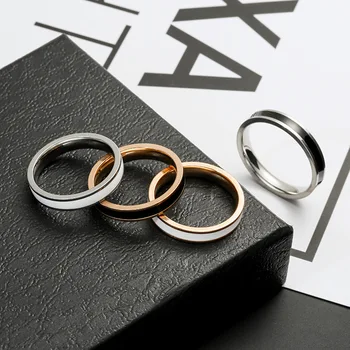 Titano plieno lašas klijų nerūdijančio plieno žiedas moterų Japonijos korėjiečių pora ring ring ring sklandžiai žiedas