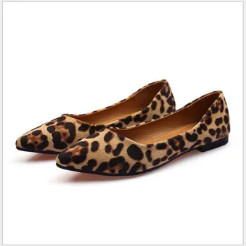 HOVINGELadies pulko butas seklių seksualus point kojų leopard mokasinai moteris mišrios spalvos nėščia mokasinai minkštas leopard 
