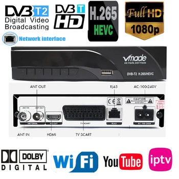 Naujas H265 DVB-T2 Skaitmeninės televizijos, Tv Box Dvb T2 Antžeminės Skaitmeninės Tv Imtuvą Su HDMI ir Scart Dolby Ac3 H. 265 