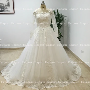 2020 Prabangių Vestuvių Suknelės, Turkija, arabų Nuotakos Suknelė Nėrinių Kamuolys Suknelė Princesė Chalatai ilgomis Rankovėmis Koplyčia Traukinys Vestido de Renda