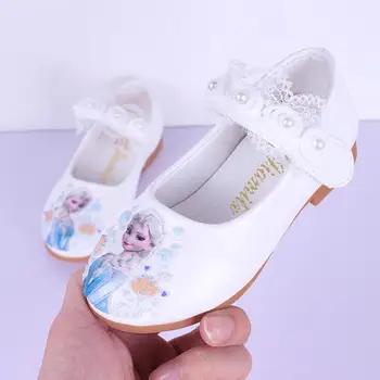 Disney Nauja Vaikai Elsa Laisvalaikio Bateliai mergaitėms Užšaldyti Princesė minkštas animacinių filmų batus Vaikų animacinių filmų pearl odiniai batai