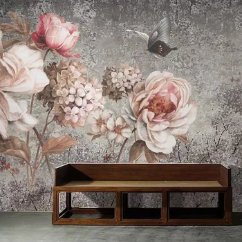 Custom Sienų Tapetai Europos Stilius Derliaus Aliejaus Tapybai Gėlių Gėlių Freska Kambarį Miegamojo Sienų Dekoras Foto tapetų