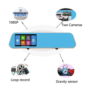 Xgcjuy FHD 1080P Brūkšnys Cam Veidrodis, Dual Lens Car DVR touch screen Automobilių Fotoaparato Veidrodžio Vaizdo įrašymo galinio vaizdo DVR Naktinio Matymo