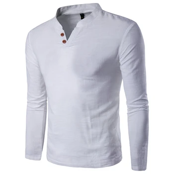 5XL vyriški marškiniai 2020 Originalus Kinijos vėjo medvilnės ilgomis rankovėmis marškinėliai, lino apykaklės dvi sagtis ilgomis rankovėmis retro laisvas
