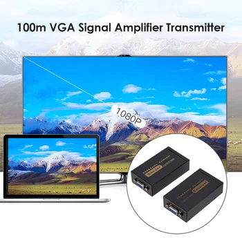 Daugiafunkcis 100m 328ft VGA Audio Extender Siųstuvas VGA-100MS CAT5e CAT6 LAN RJ45 Extension Adapter HDMI Konverteris SDI