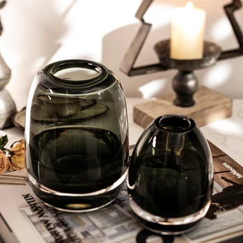 Rankų darbo stiklo vaza amatų gėlių vaza, namai dekoruoti apvalios storio stiklo vaza hydroponic amatų dekoratyviniai papuošalai