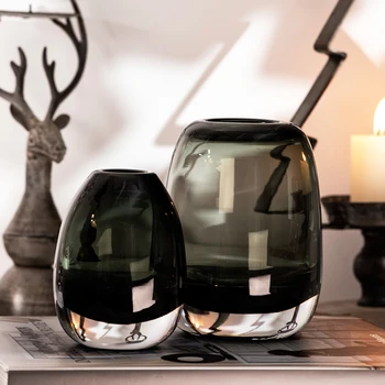 Rankų darbo stiklo vaza amatų gėlių vaza, namai dekoruoti apvalios storio stiklo vaza hydroponic amatų dekoratyviniai papuošalai