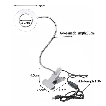 Reguliuojamas Clip-on Portable LED Knygų Skaitymo Šviesos Lempa Lanksti USB Įkrovimo Šalia Lovos, Stalo, Stalo Šviesa