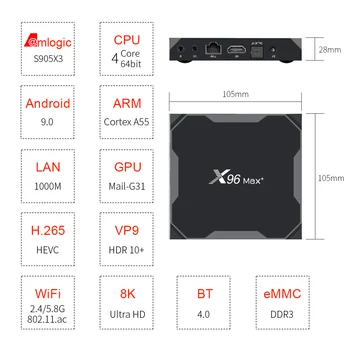 2020 naujas X96 max Plius Android 9.0 TV Box Amlogic S905x3 8K Smart Media Player 