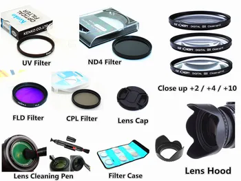Filtras CPL, UV FLD ND4 Close up + Objektyvo Gaubtą + Dangtelis + Valymo Rašiklis Nikon D3400 D3500 D5600 w/ AF-P DX NIKKOR 18-55mm f/3.5-5.6 G