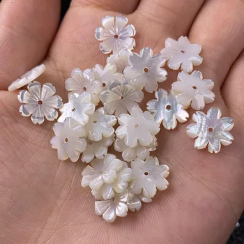 5vnt Carven White Shell Gėlių Grynos Natūralios Medžiagos Žiedlapių 3D Gėlių Karoliukų, Rankų darbo Karoliai 