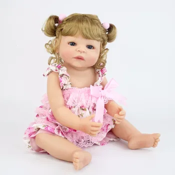 55cm Full Silikono Vinilo Reborn Baby Doll Princesė Realus Naujagimių Bebe Gyvas Vaikų Gimtadienio Dovana GirlsPlay Namas Maudytis Žaislas