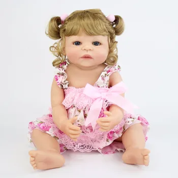 55cm Full Silikono Vinilo Reborn Baby Doll Princesė Realus Naujagimių Bebe Gyvas Vaikų Gimtadienio Dovana GirlsPlay Namas Maudytis Žaislas