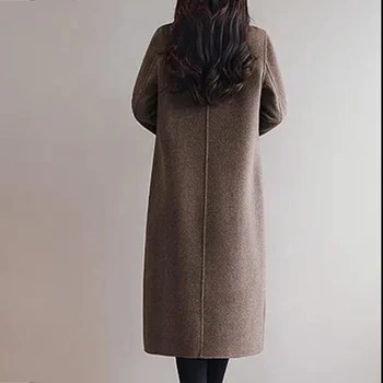 Tranšėjos Paltai Moterims Chaki Žiemos Viršutinių Drabužių Siuvimas Elegantiškas Laisvi Moteriški Ilgi Paltai Laisvalaikio Retro Stiliaus Kietas Streetwear Mados