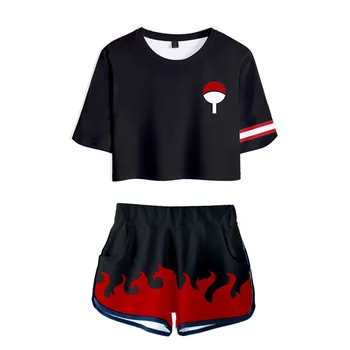 Naruto Cosplay Kostiumai, marškinėliai, Šortai Kostiumas Mergaitėms Uzumaki Akatsuki Haruno Sakura Womens Sportswear Naruto Drabužius T-shirt Tees