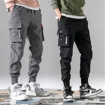 3XL XXXL Multi-kišenės, Elastinga Juosmens Dizaino Haremas Ziajać Vyrų Streetwear Punk Hip-Hop Atsitiktinis Kelnės Poilsiu Vyrų Šokių Ziajać