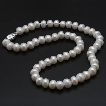 Originali Natūralių Gėlavandenių Perlų Vėrinį Moterys,tikri Vestuvių White Pearl Karoliai Jubiliejų, Dovanų Dėžutėje