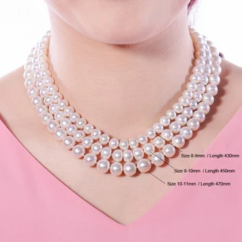 Originali Natūralių Gėlavandenių Perlų Vėrinį Moterys,tikri Vestuvių White Pearl Karoliai Jubiliejų, Dovanų Dėžutėje