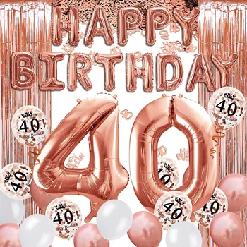 Rose aukso gimtadienio apdailos mergina su gimtadieniu reklama skaičius balionas 18 40 colių 2 juostele užuolaidų aliuminio folija tableclo
