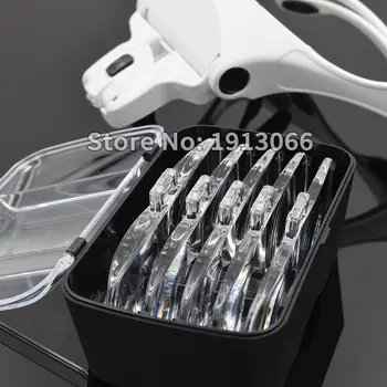 Šalmas laisvų Rankų Didinamojo Stiklo Loupe Apšviestas didinamasis stiklas su LED Šviesos dantų įrankiai