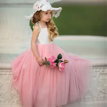 2020 m. Mergaičių Mados Suspender Ilga Suknelė Bohemijos Princesė Stilius, Vaikų Drabužiai Šalis Suknelė Gazas Sijonas Vaikams Drabužių Rožinė