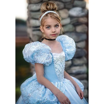 Helovinas Princesė Cendrillon Suknelė Mergaičių Kostiumai Vaikams Deluxe Cosplay Suknelė Vaikai Fantacy Chirstmas Šaliai Vaidmuo-Žaisti Suknelės