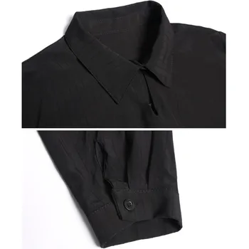 Lady kostiumas šviesiai virti stiliaus didelis dydis vakarų stiliaus ilgomis rankovėmis marškiniai + juodas platus kojų kelnės minimalistinio stiliaus dviejų dalių kostiumas