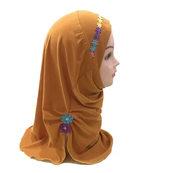 Musulmonų Vaikai Mergina Crystal Šalikas Hijab Wrap Galvos Dangtelis, Full Cap Skara Islamo Arabų Kaklo Padengti Malda Skrybėlę Turbaną Skarelė
