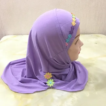 Musulmonų Vaikai Mergina Crystal Šalikas Hijab Wrap Galvos Dangtelis, Full Cap Skara Islamo Arabų Kaklo Padengti Malda Skrybėlę Turbaną Skarelė