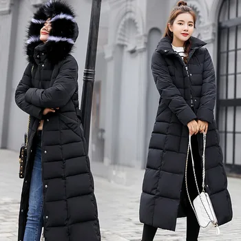 2020 m. Žiemos Paltai Moterims Plius dydis paltas Šiltas Ilgas su Gobtuvu Parkas Medvilnė Paminkštinimas Kietas prarasti Viršutiniai moterų Žemyn medvilnės striukė