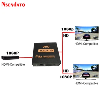 1 2 Iš UHD HD Splitter Adapteris 1X2 4Kx2K 30Hz HDMI Suderinamus Switcher Konverteris DTS 