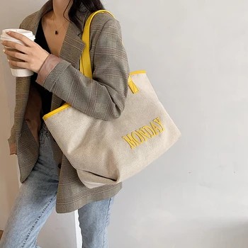 Mados Didelės Talpos Moterų Rankinės Nauji Aukštos Kokybės Drobė Pečių Krepšiai Moterų 2020 M. Dizaineris Entire Maišelį Ponios Shopper Bag