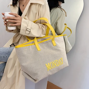 Mados Didelės Talpos Moterų Rankinės Nauji Aukštos Kokybės Drobė Pečių Krepšiai Moterų 2020 M. Dizaineris Entire Maišelį Ponios Shopper Bag
