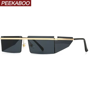 Peekaboo rudos spalvos stačiakampio formos akiniai nuo saulės vyrams šoninis skydas aukso taškus aikštės saulės akiniai moterims metalo vėjo karšto pardavimo