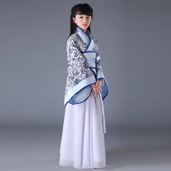 Aukštos Kokybės Kinijos Vaiko Kostiumas Hanfu Drabužius, Mėlynos ir Baltos Vaikų Drabužius Tang Dinastijos Kostiumai Vaikams Senovės Drabužiai