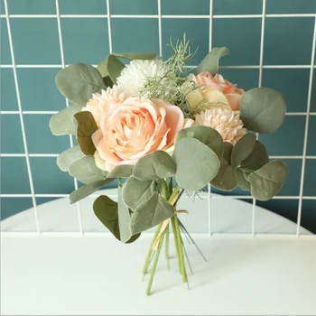 1 pluoštas Kamuolys Chrizantemų bijūnų puokštė dirbtinės gėlės, namų puošimas, vestuvių papuošimas 