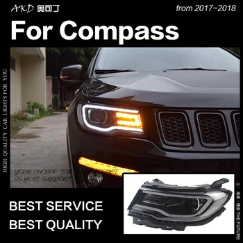 AKD Automobilių Stiliaus Žibintas, skirtas Jeep Compass Žibintai 2017-2018 Naujas Kompasas LED Žibintai LED DRL Hid Bi Xenon Auto Priedai