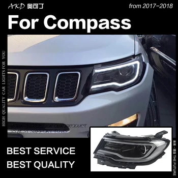 AKD Automobilių Stiliaus Žibintas, skirtas Jeep Compass Žibintai 2017-2018 Naujas Kompasas LED Žibintai LED DRL Hid Bi Xenon Auto Priedai