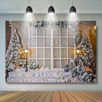 Kalėdų Vakarėlį Šono Foną Sniego Žiemos Windows Fotografijos Fonas Naujagimių Gimtadienio Gatvės Šviesos Fono Nuotrauka