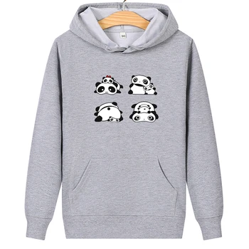 Mados Pora Negabaritinių Medvilnės Hoodies Vyrams, Moterims Rudens Anime Panda Print Palaidinukė Atsitiktinis Kawaii Hoodie Streetwear