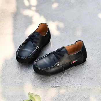 Vaikams, natūralios odos batai merginos laisvalaikio bateliai berniukai juodi odiniai batai veiklos maži balti bateliai