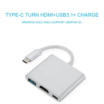 USB-C-HDMI 3 in 1 Kabelis Konverteris, Skirtas Apple Macbook USB 3.1 