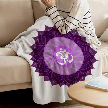 Indijos Mandala Meditacija Violetinė Gėlė Abstrakčiai Mesti Antklodė Šilta Mikropluošto Antklodė Animacinių Filmų Antklodės Lovos Namų Dekoro