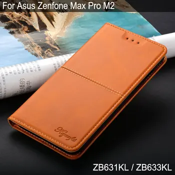 Atveju, ASUS Zenfone Max Pro M2 ZB631KL ZB633KL coque prabangių Senovinių Odinis telefono dėklas Flip dangtelis su stovu Kortelės Lizdas funda