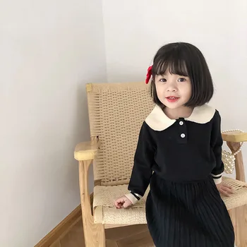 Vaikų drabužiai 2020 m. rudenį naujų mados baby girl megzti megztinis plisuotas sijonas, dviejų dalių rinkiniai
