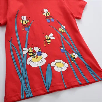 Šokinėja Metrų Vasaros Naują Atvykimo Gėlių Siuvinėjimas Medvilnės Baby T shirts Mada Vaikams Mergaitėms Tees Viršūnes Vaikams Drabužių