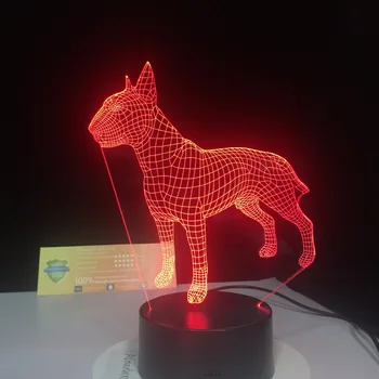 Jautis Terjeras Šuo 3D Lampen 7 Spalvų USB Naktį Lempa LED Vaikams Gimtadienio Kūrybos Lovos Dekoro Dovana, Parama Nemokama Dropshipping