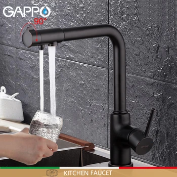 GAPPO virtuvės maišytuvas su filtruoto vandens maišytuvas bakstelėkite virtuvės kriauklė, maišytuvas, filtruojamas, maišytuvas, virtuvėje, juoda, kranas maišytuvas čiaupų torneira