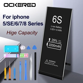 OCKERED Telefono Bateriją, skirta iphone 7 6s Baterija Didelės Talpos, Bateries iPhone 5S 5C 6 7 6plus 7plus su Įrankiais