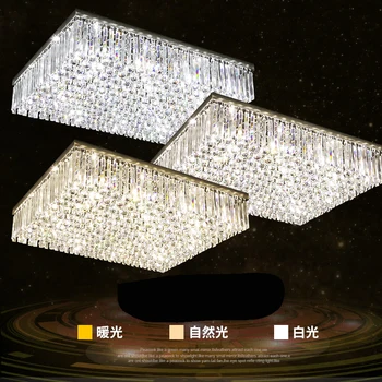 Paprasta, modernios LED stačiakampio formos šiltą kambarį salė kristalų lempos atmosferos prabanga 1 metras 1.2 žibintai lubų šviesos šviestuvas